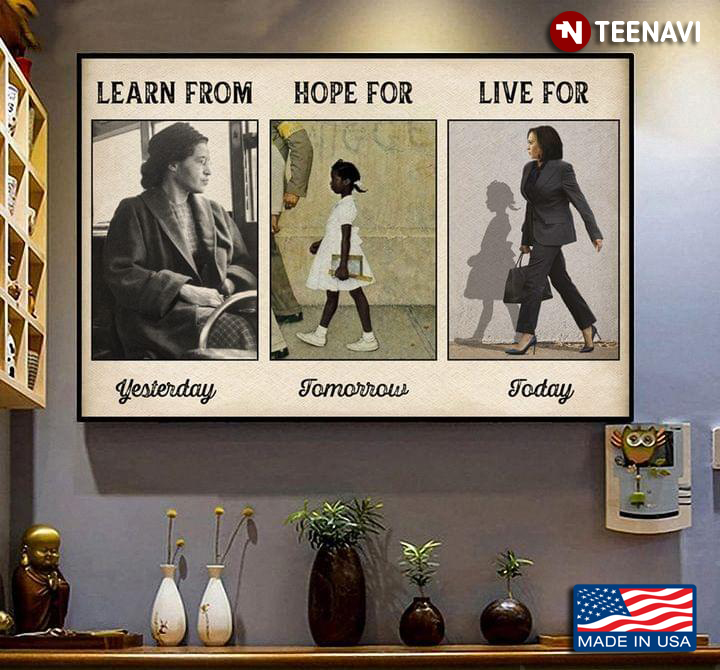 Vintage rosa parks with ruby bridges kamala harris learn from yesterday hope for tomorrow live for today canvas poster