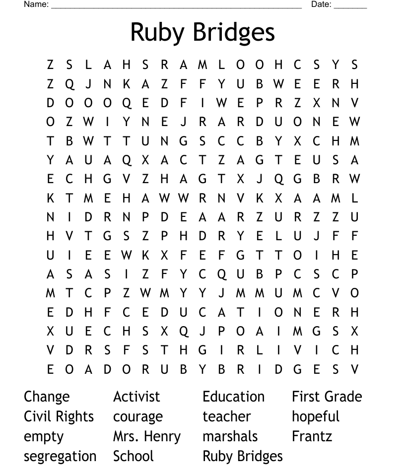 Similar to ruby bridges word search