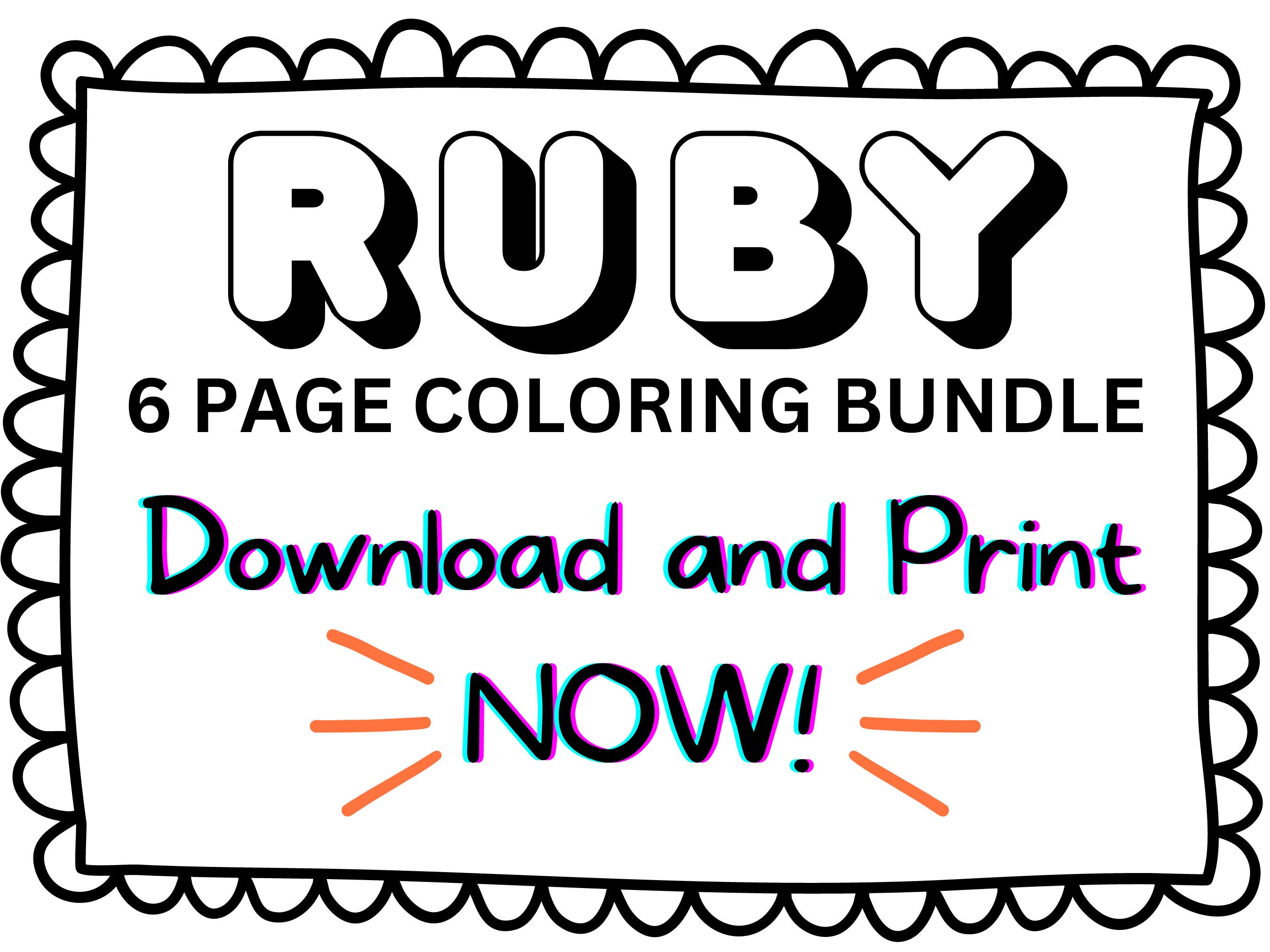 Ruby coloring page printable name coloring page custom coloring personalized gift colouring page kids name sheet