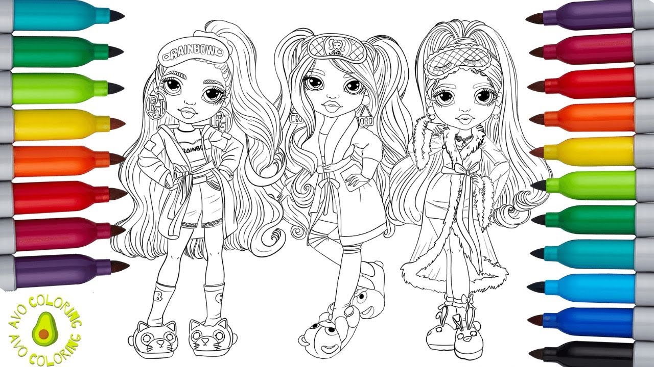 Rainbow high coloring book coplitation violet willow ruby anderson sunny adison