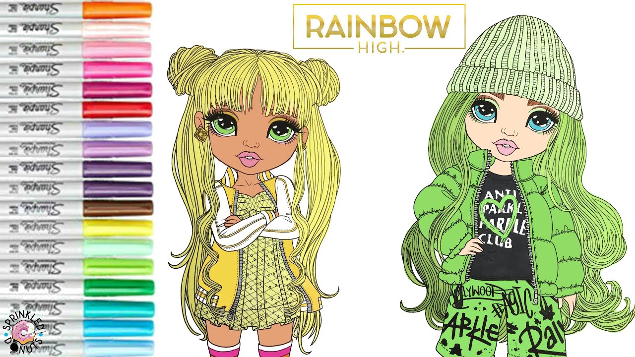 Rainbow high coloring book pages sunny madison and jade hunter