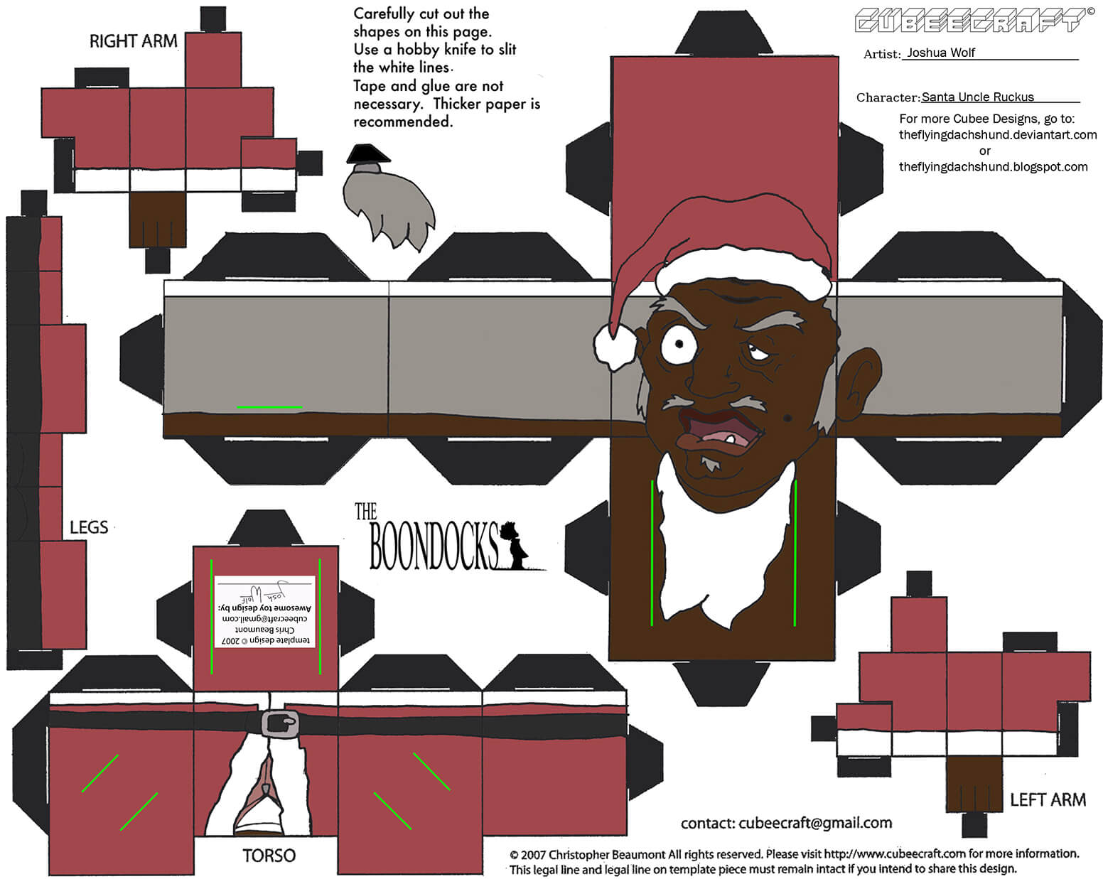 Santa uncle ruckus from the boondocks paper toy free printable papercraft templates