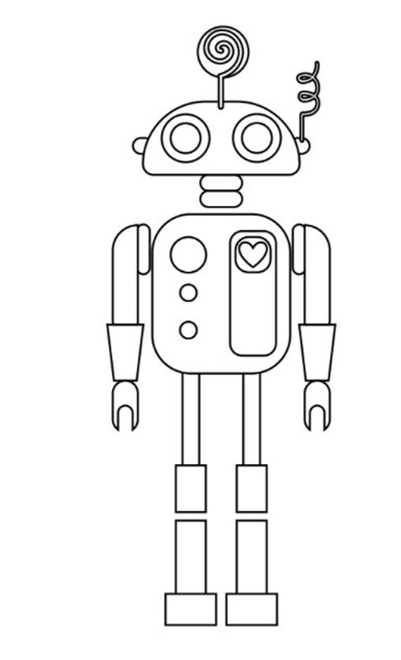 Digital robot coloring pages for kids