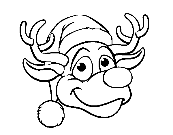 Reindeer face rudolph coloring page