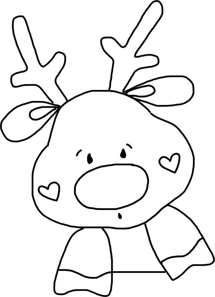 Rudolph reindeer â delightful black white outline