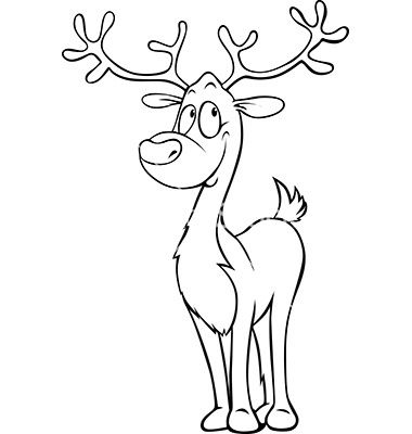 Funny reindeer black outline on white coloring vector reindeer drawing reindeer window painting