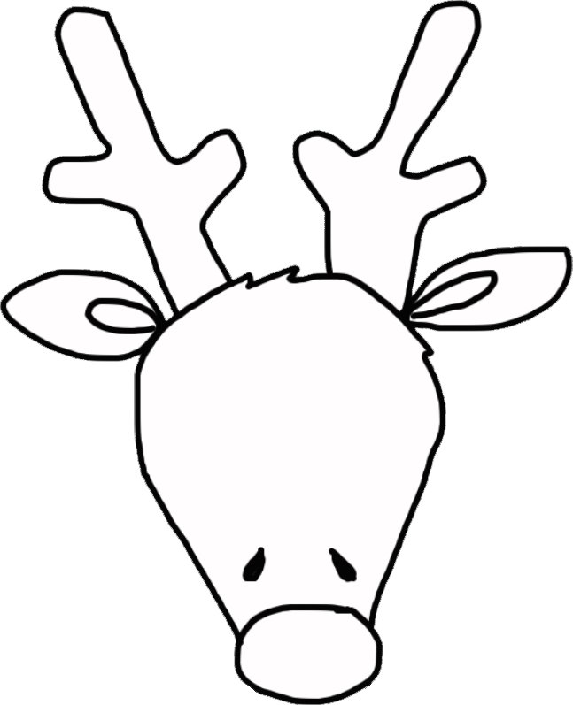 Christmas reindeer outline rudolph reindeer black white