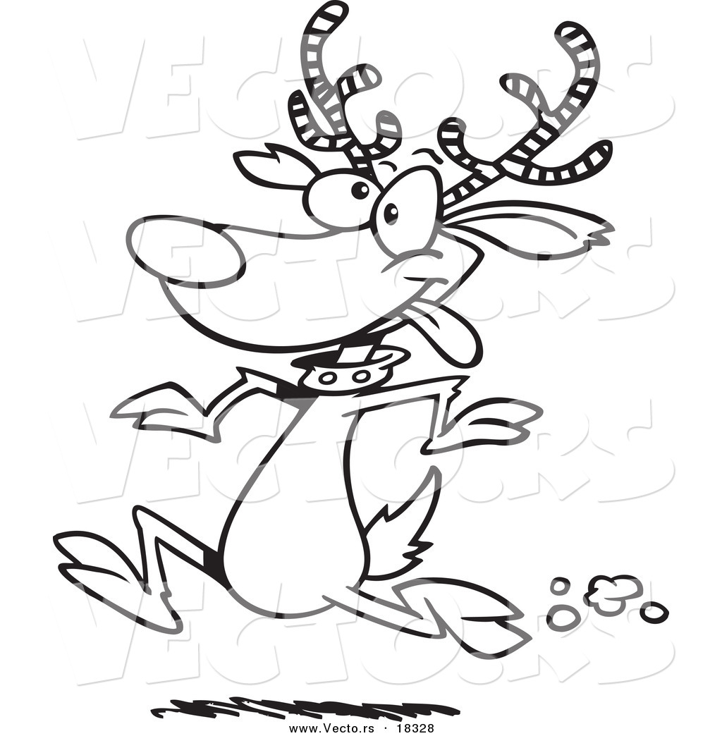 R of a cartoon reindeer running