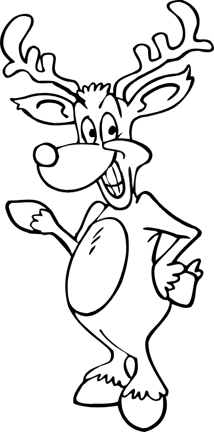 Christmas reindeer coloring page goofy reindeer