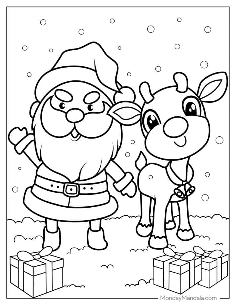 Rudolph coloring pages free pdf printables