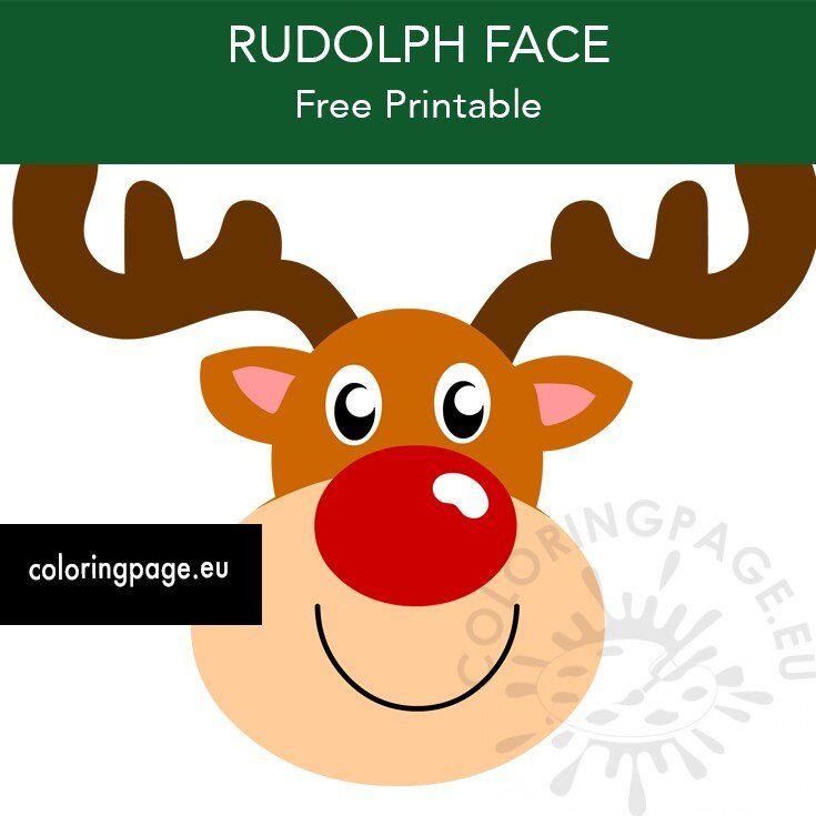 Rudolph face free printable coloring page