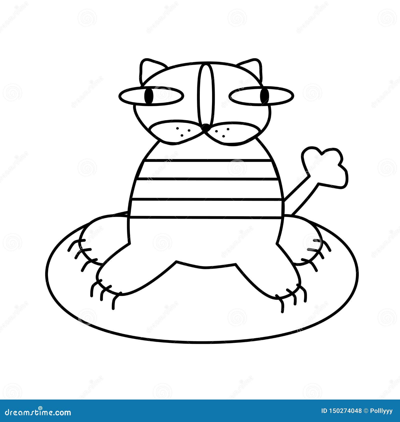 Coloring book page for kids striped tiger sits creative task for child white illustration eps file available stock vector