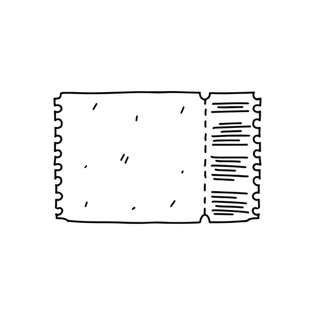 Premium vector cinema ticket hand drawn doodle style vector illustration isolated on white coloring page