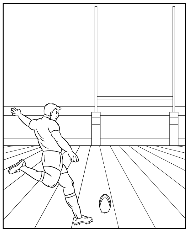 Printable coloring page rugby kicker