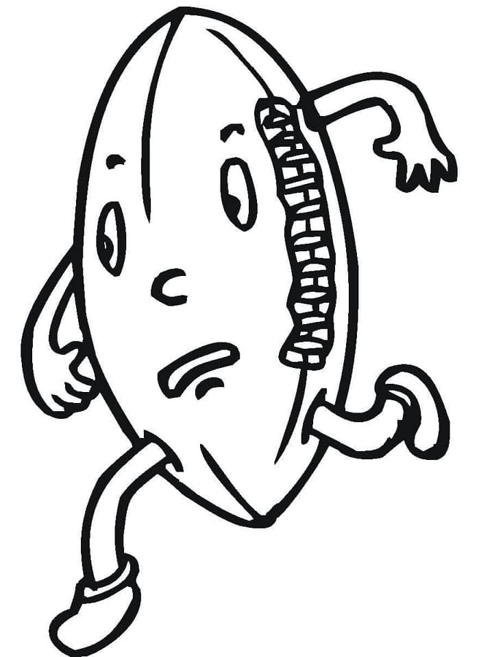 Cartoon rugby ball coloring page