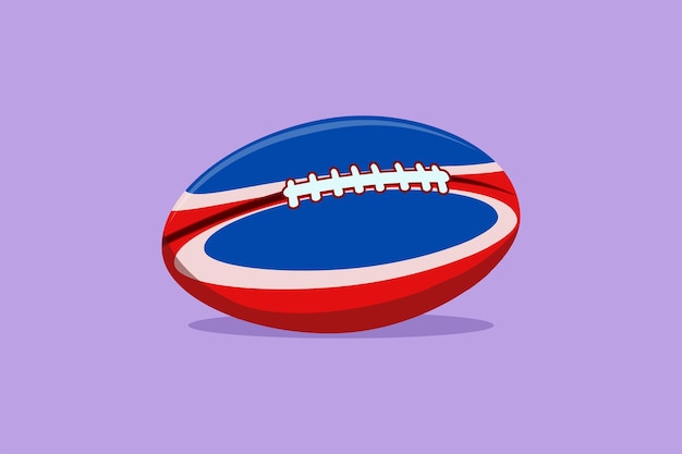 Premium vector cartoon flat style drawing american football ball rugby sport stylized american football logo icon symbol brown color with white negative space stripes stitches graphic design vector illustration