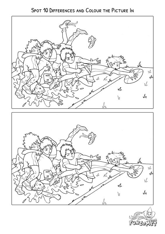 Httpwwwfunetdownloadables spot the differences in the rugby game and then colour the picture in hidden picture puzzles picture puzzles fun brain
