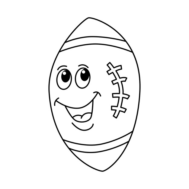 Premium vector funny rugby ball cartoon characters vector illustration for kids coloring book