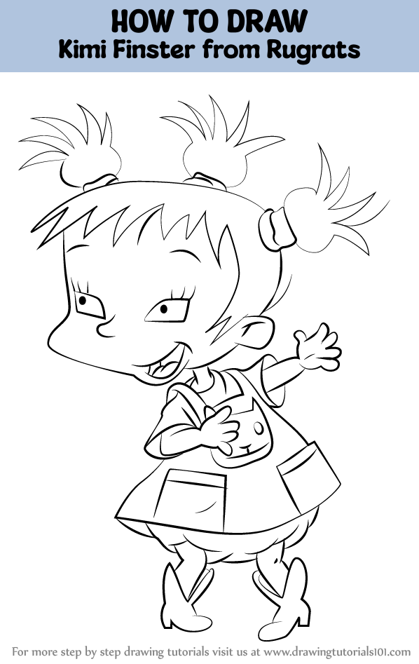 How to draw kimi finster from rugrats rugrats step by step