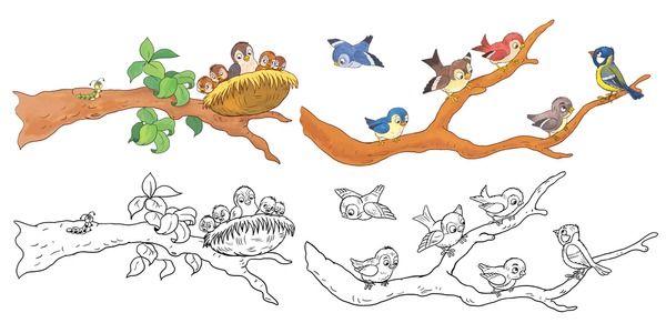 Coloring book pages family home mãs de ilustraciones y dibujos de stock con licencia libres de regalãas