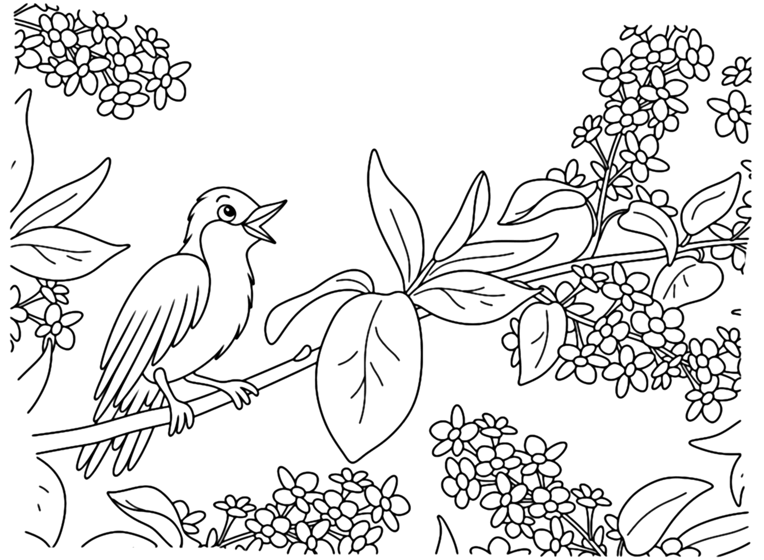 Nightingale bird coloring page