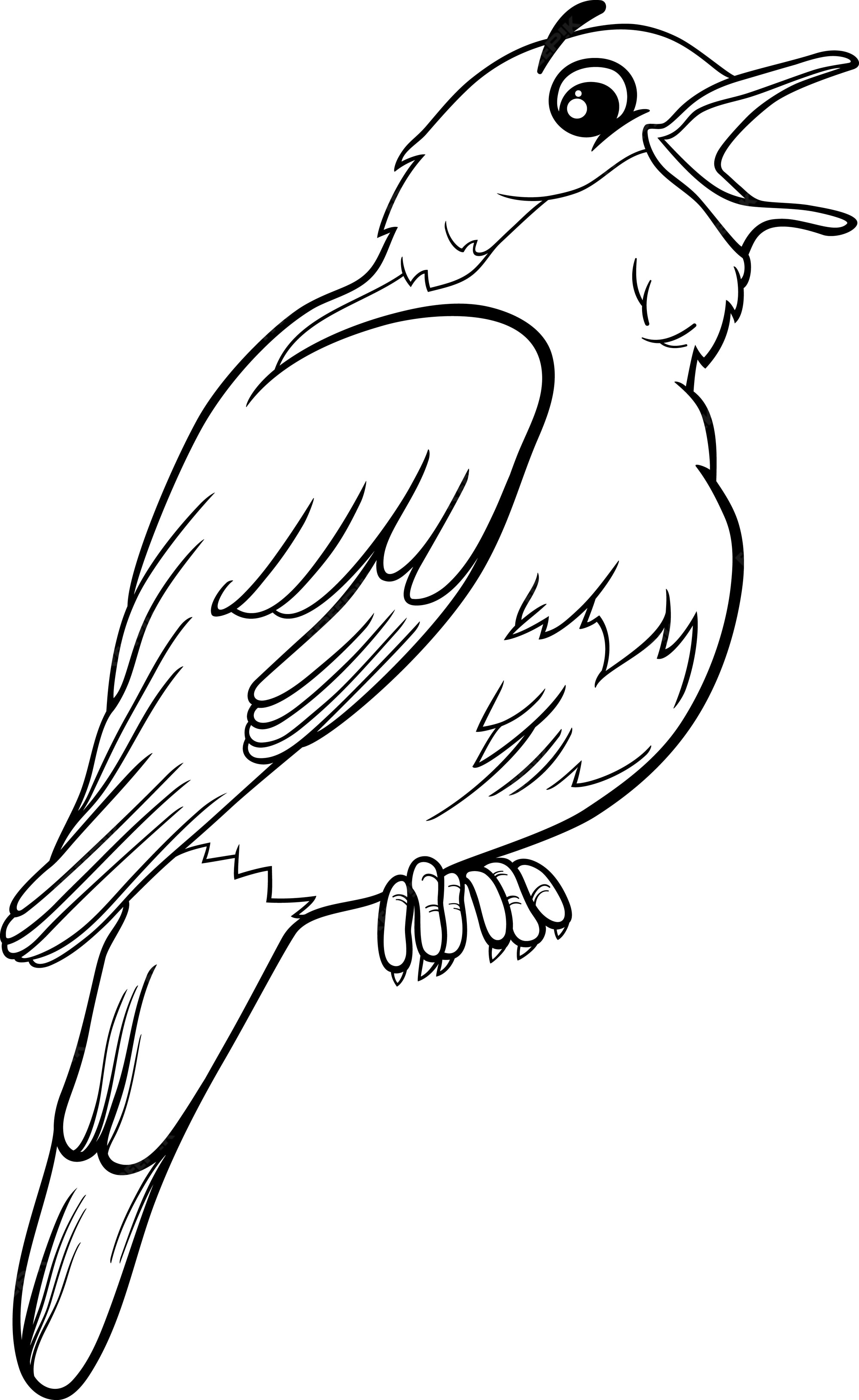 Premium vector nightingale bird coloring page