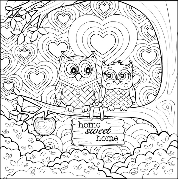 Coloring book pages family home mãs de ilustraciones y dibujos de stock con licencia libres de regalãas