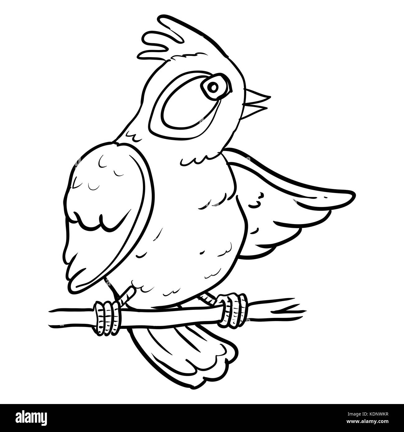 Pajaro cantando dibujo imãgen de stock en blanco y negro