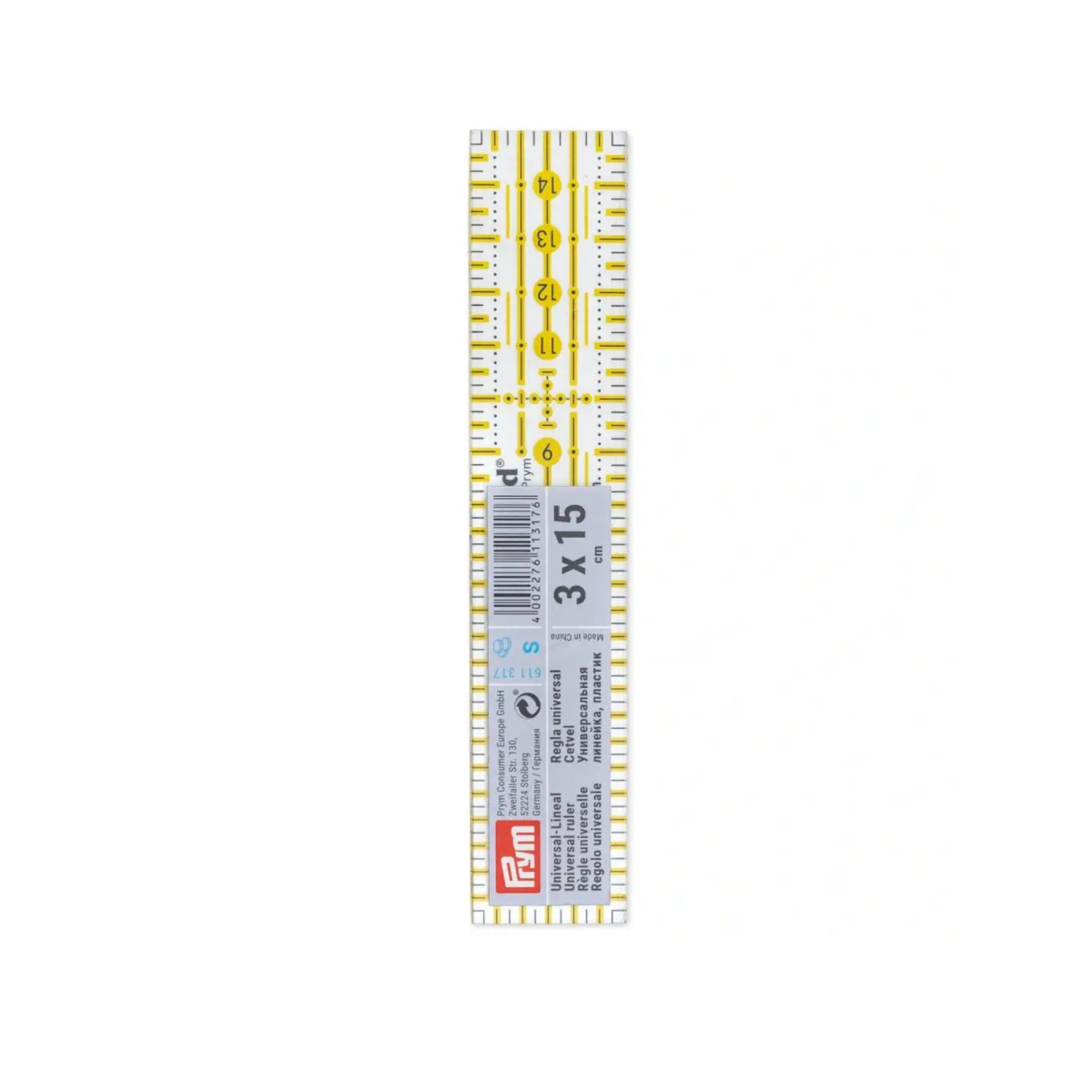 Universal ruler with cm scale x cm fabrics hemmers
