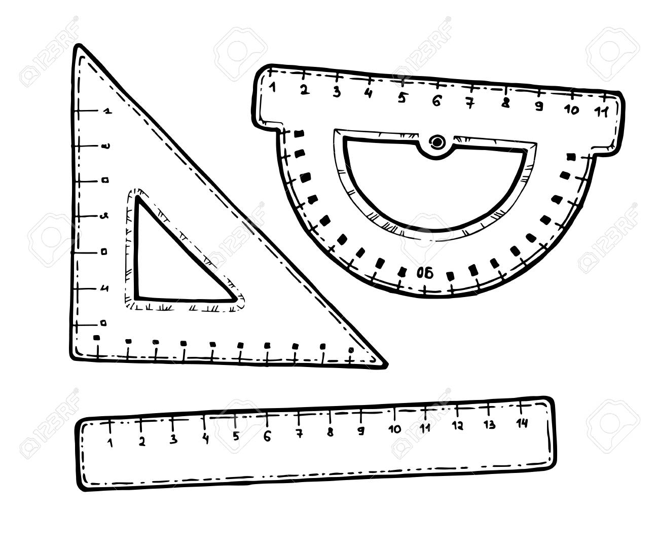 Wooden set of ruler coloring book for adults royalty free svg cliparts vectors and stock illustration image