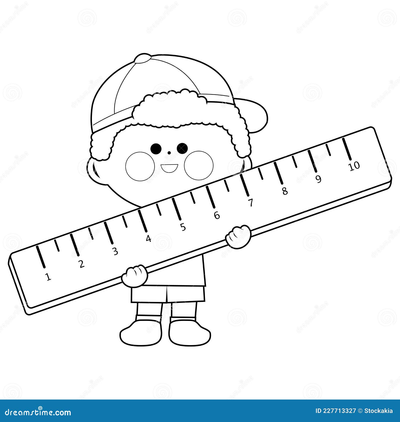 Child holding a ruler vector black and white coloring page stock vector