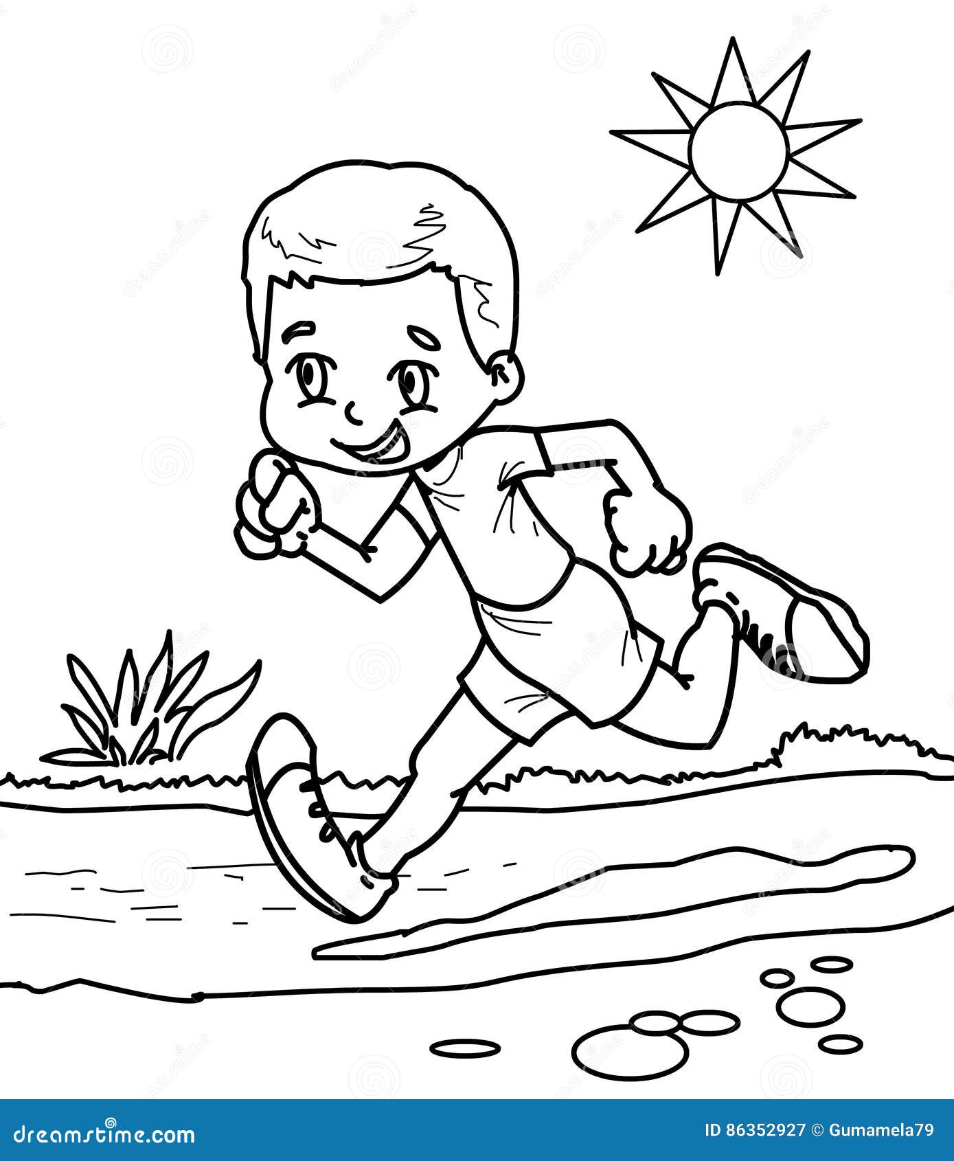 Boy running coloring page stock illustration illustration of icon