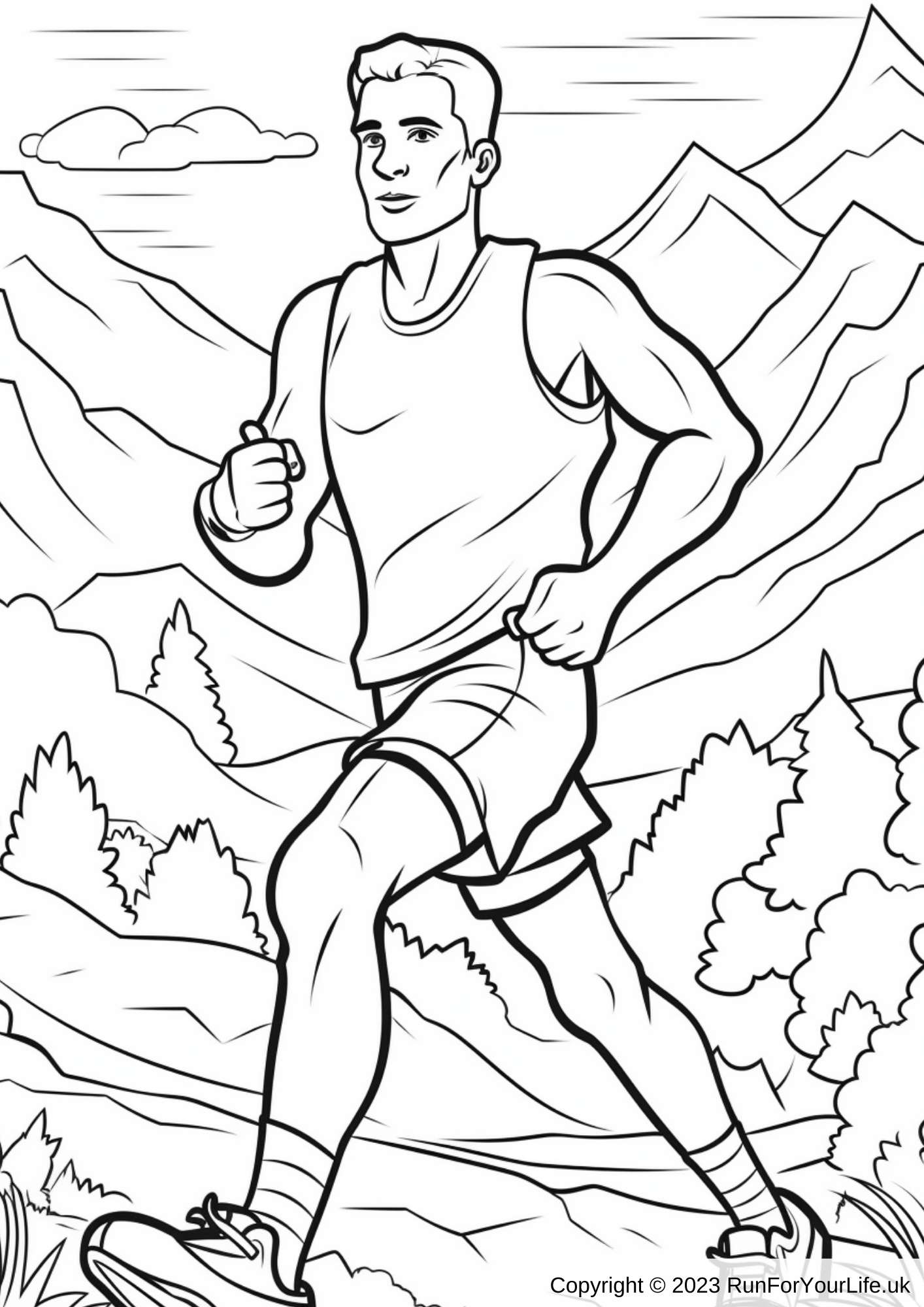 Running colouring pages