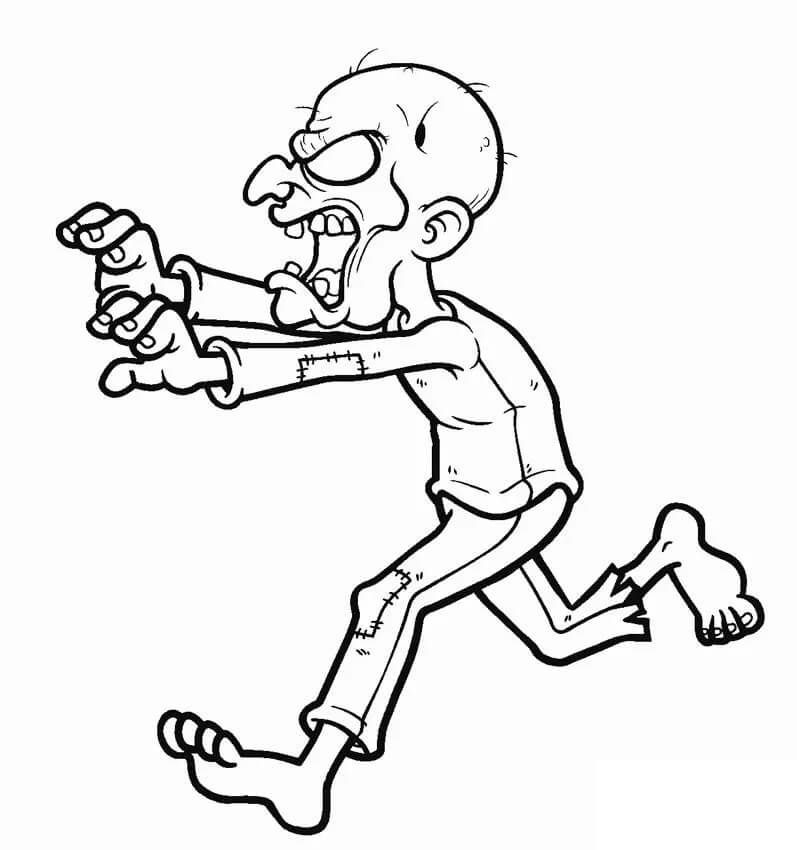 Zombie running coloring page