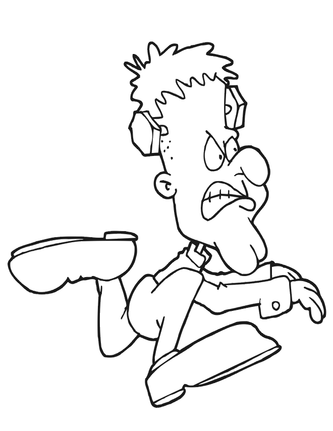 Frankenstein coloring page running
