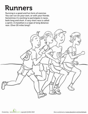 Runner worksheet education coloring pages elementary programs body preschool