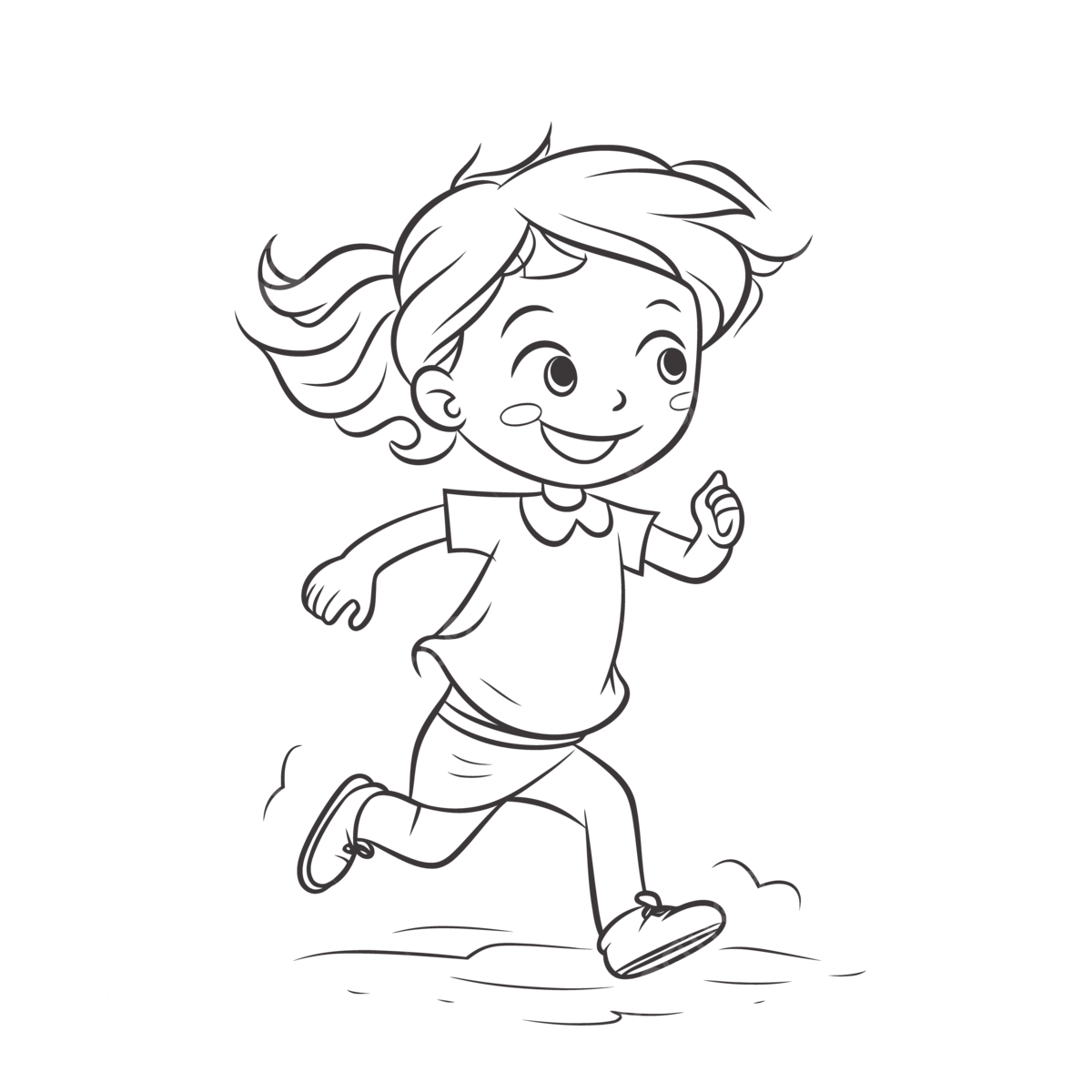 Coloring pages for kids drawing of a running girl outline sketch vector wing drawing girl drawing ring drawing png and vector with transparent background for free download
