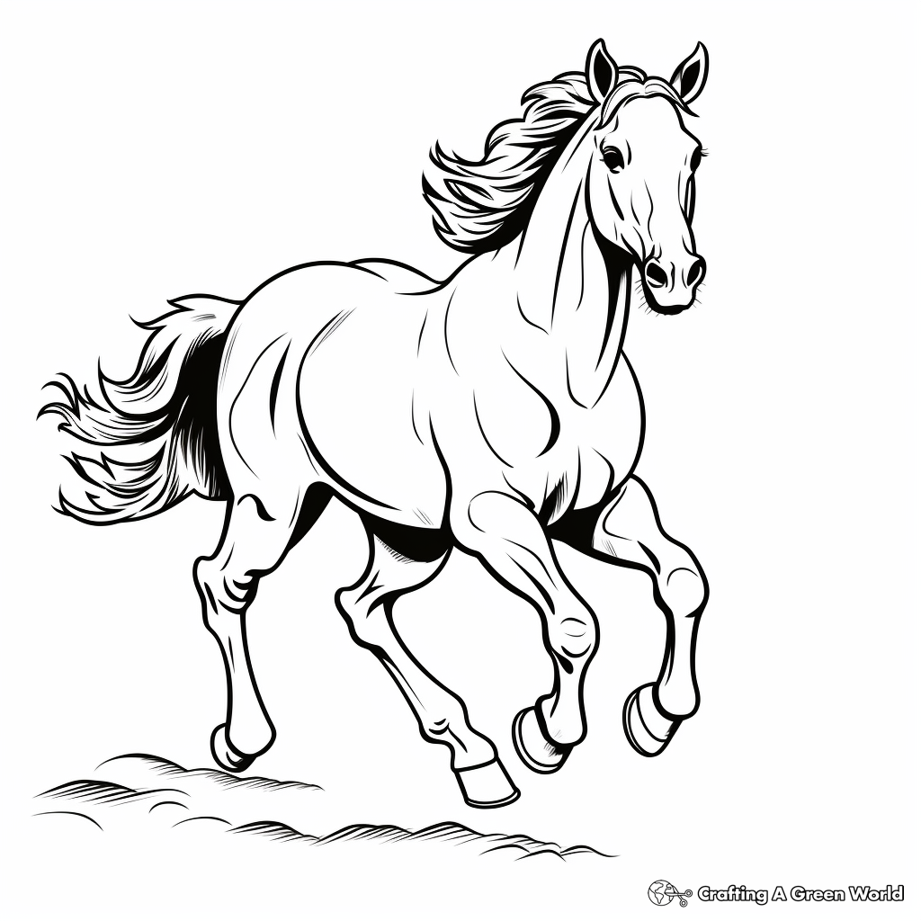 Running horse coloring pages