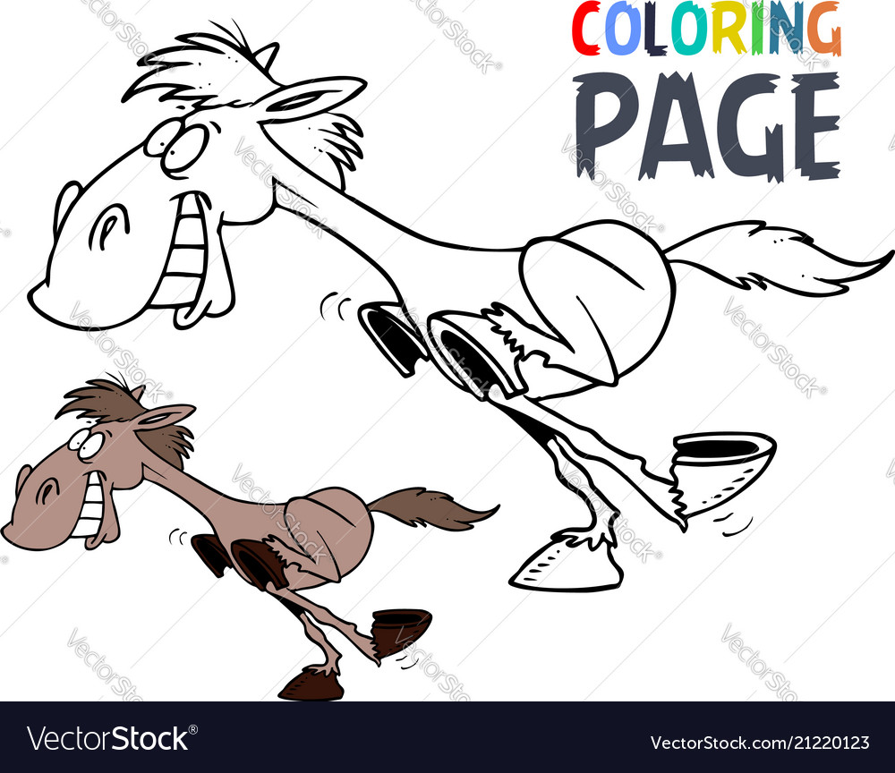 Running horse cartoon coloring page royalty free vector