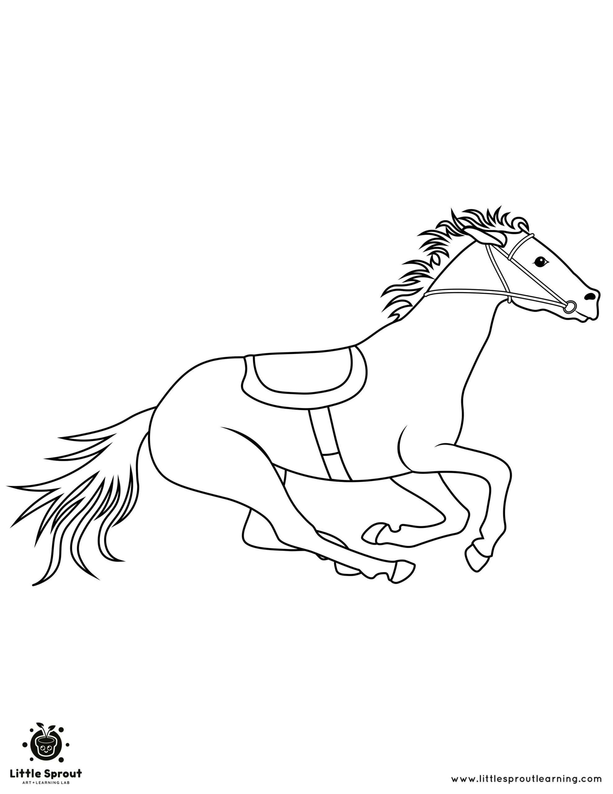 Running horse coloring page