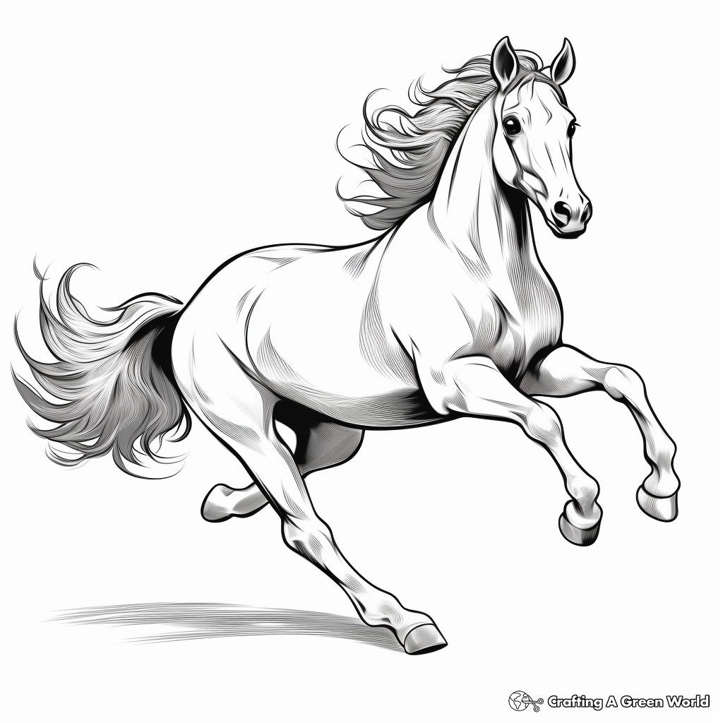 Running horse coloring pages