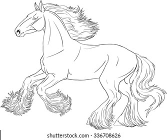 Coloring book running horse shire stock vector royalty free