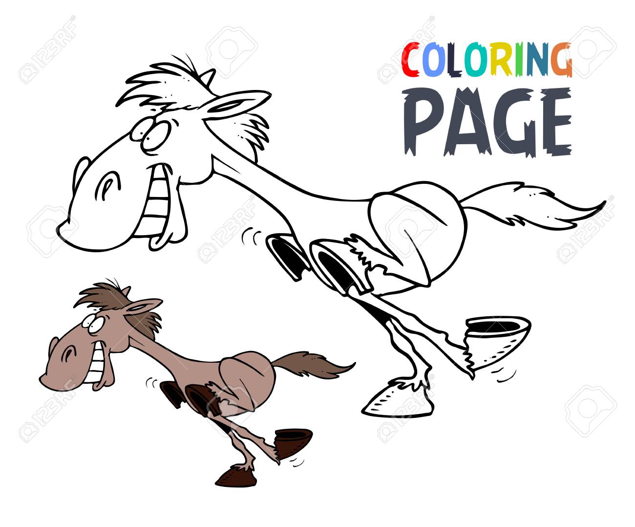 Running horse cartoon coloring page royalty free svg cliparts vectors and stock illustration image