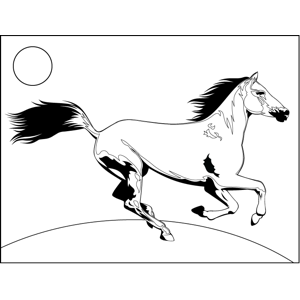 Realistic running horse coloring page