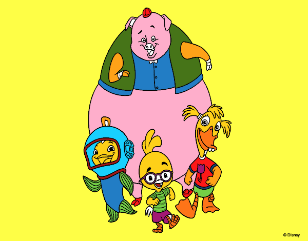 Colored page chicken little and his friends painted by mindella