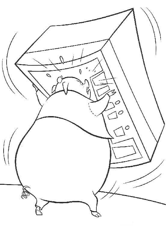 Runt raises the box coloring page