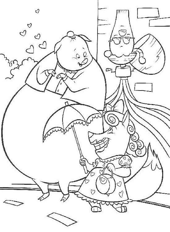 Runt foxy loxy and alien coloring page