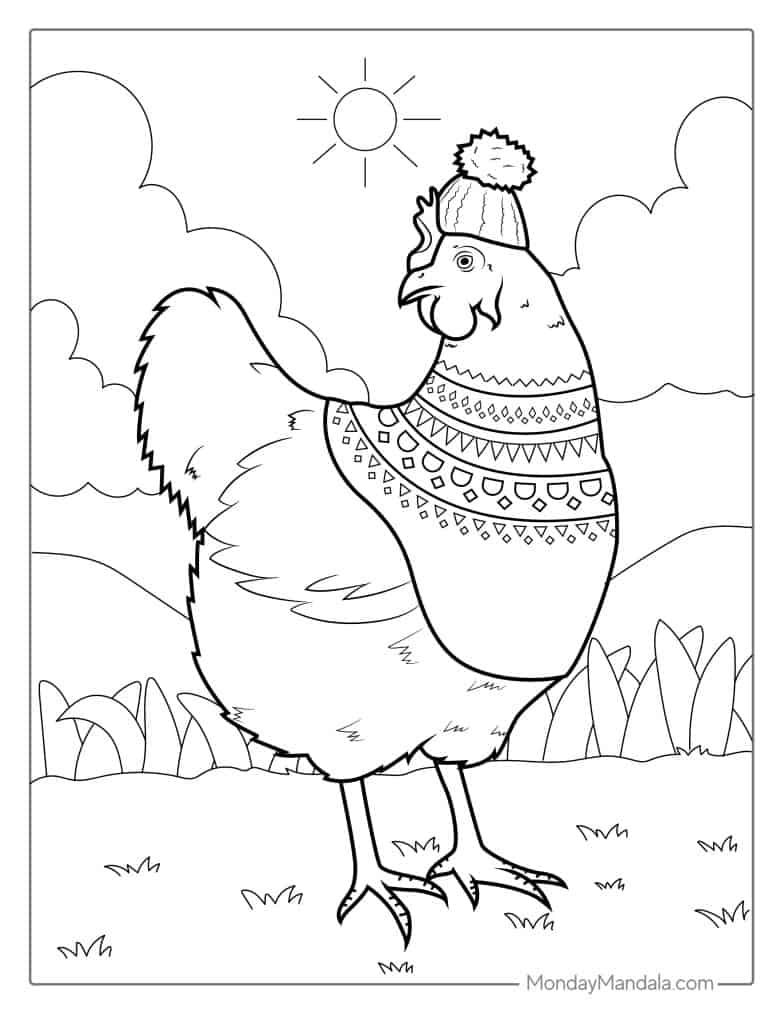 Chicken coloring pages free pdf printables