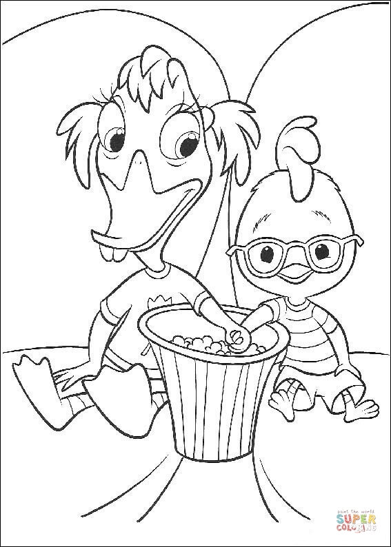 Chicken little and abbey coloring page free printable coloring pages