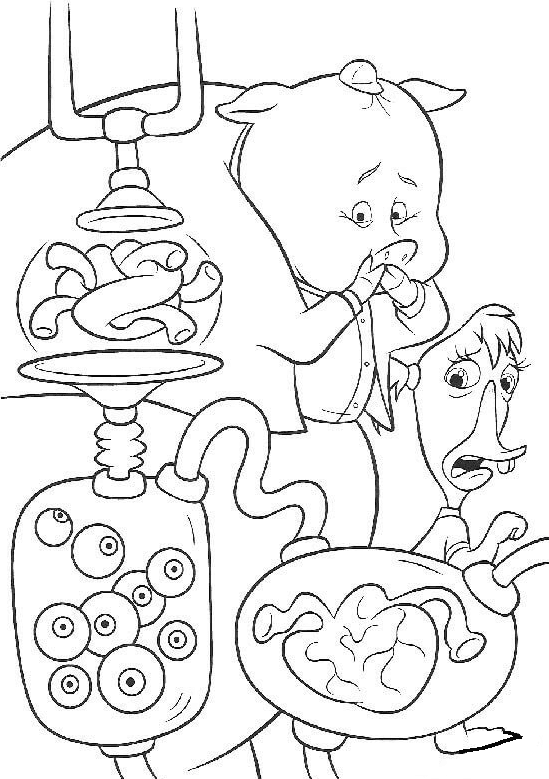 Runt and abbey in the laboratory coloring page